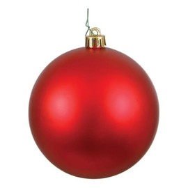 Vickerman 6" Plastic Ball Ornaments in Matte Red Finish (Set of 4)