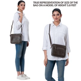 Wise Owl Accessories Small Soft Pebbled Real Leather Crossbody Handbags Purses Triple Zip Premium Sling Crossover Shoulder Bag for Women Gift (Chocolate Nappa)