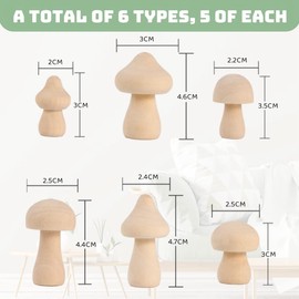 Oewnvmd 18 Pieces Unfinished Mushrooms 6 Sizes of Natural Mushrooms for Art Projects Decoration