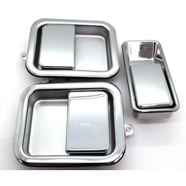 Chrome Outside Exterior Full Door Handles 3-PC Set Includes Driver Passenger and Tailgate Door Compatible With Jeep Wrangler 1987-2006 TJ and YJ