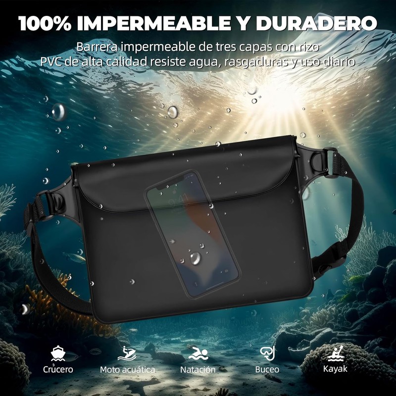 Bonbell Cangurera Transparente Impermeable 2PCS PVC Pantalla Táctil