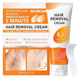 Morovan Crema Depilatoria 4.1Oz: Crema Depilatoria de Acción Rápida para Mujeres y Hombres, Piel Suave Sin Dolor en Piernas Brazos Línea de Bikini en 