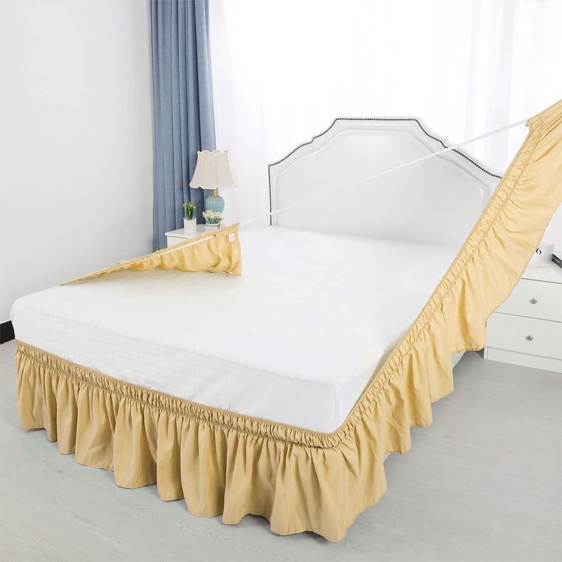 PiccoCasa Elasticated Bed Skirt Ruffled Bed Base Wrap Around Bed