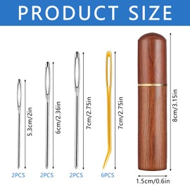 Pack of 12 Sewing Needles with Large Eye Darning Needle Wool Needle for Sewing, Stainless Steel Darning Needles, Wool Needles, 4 Sizes, Large Eye Blunt Needle, Curved Needle for Wool Crochet Projects