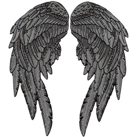 Nixon Thread Co. Reflective Angel Wings Patches 14.5" | Realistic Embroidered Feathers Iron On