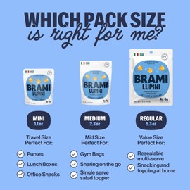 Brami Lupini Beans Snack, Sardinian Sea Salt & Vinegar | 7g Plant Protein, 0g Net Carbs | Vegan, Vegetarian, Keto, Plant Based, Mediterranean Diet | 5.3 Ounce (8 Count)