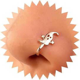 Clip On Nose Ring Vintage Ghost Fake Nose Ring Ghost Nose Cuff Hoop Ring Non Pierced Nose Ring Jewelry for Women (Silver, One size)