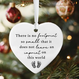 Baby Loss Memorial Ornament Miscarriage Support Gift Stillborn Baby No Footprint So Small Heart Sympathy Gift for Infant Loss Heart Ceramic Ornament