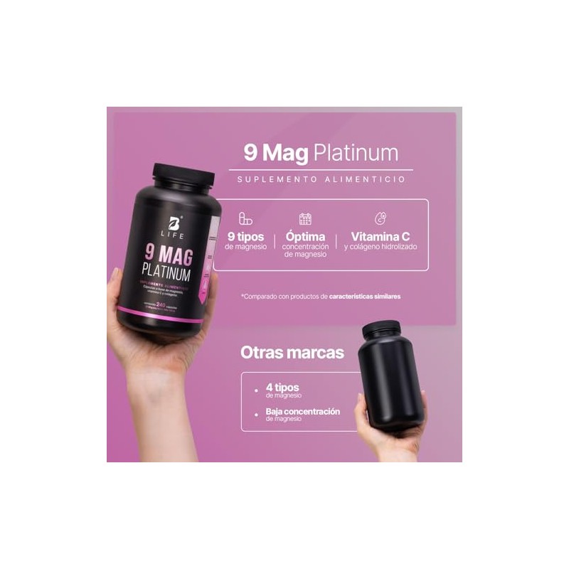 B Life Mezcla de 9 Magnesios Premium con 240 cápsulas