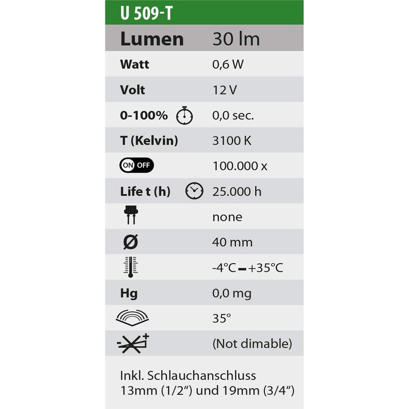 Teichbeleuchtung LED / Heissner Unterwasser LED-Ring 6-fach U509-T