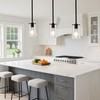 BESTWEST Pendant Light Fixtures for Kitchen Island, Matte Black Clear