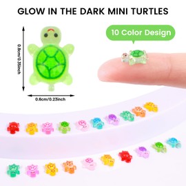 Yonseng 300pcs Mini Resin Turtles Luminous Tiny Turtle for Crafts Dollhouse Miniatures Mini Resin Things Animals for Fairy Garden Micro Landscaping Decoration Home Decor, 10 Colors(0.23 * 0.35inch)