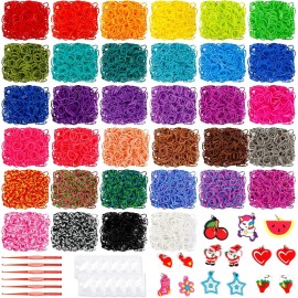 Booriss 17160+ Loom Rubber Bands Refill Kit in 34 Color with 600 Small, Multicolor