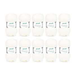 Grundl Hand Knitting Yarn Virgin Wool (Merino Superwash), 50% polyacrylic, Bianco, 30 x 32 x 8 cm