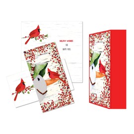 LPG PERFORMING ARTS BOXED CHRISTMAS CARDS Cardinal Mini Long Glitter Christmas Cards, Full Color Designed Envelopes, Beautiful Keepsake Box (14 glitter cards, 14 coordinating envelopes) (85004)
