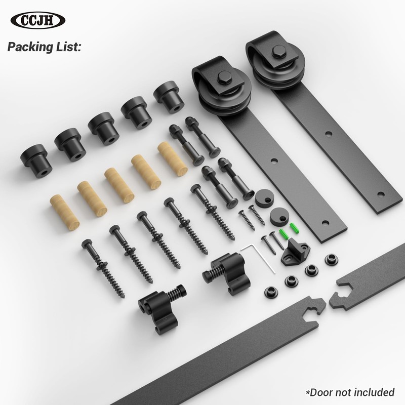 CCJH Barn Door Hardware Kit 4FT Sliding Track Heavy Duty