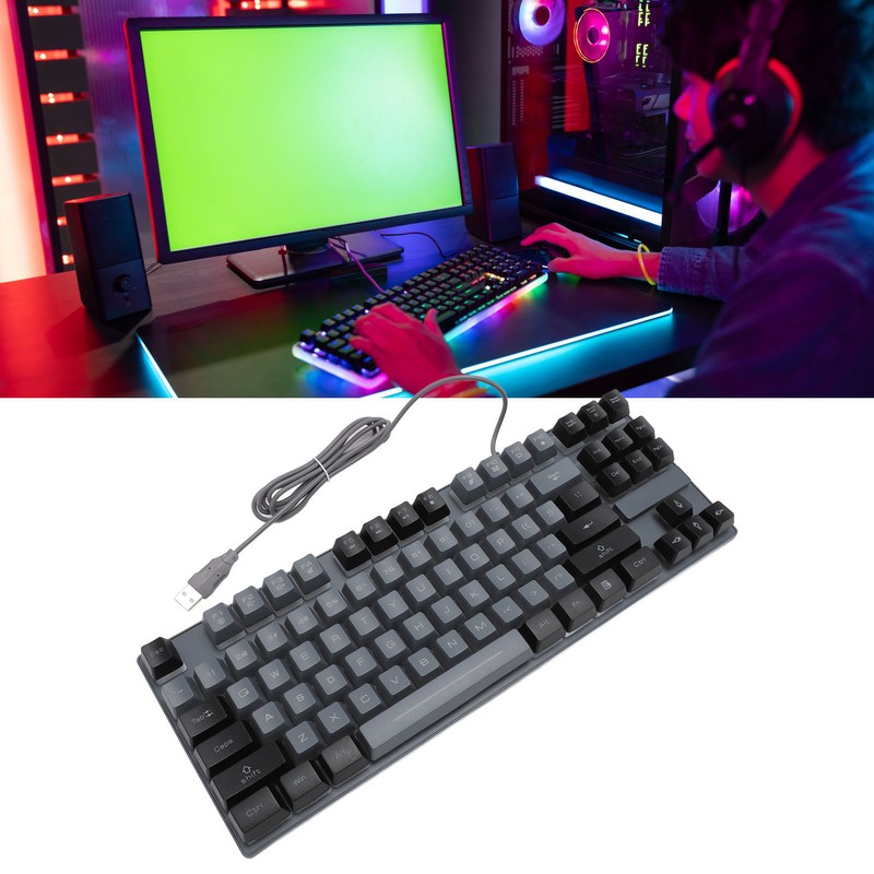 Gaming Keyboard 87 Keys ABS Keycaps RGB Backlit Contrast Color