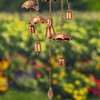 39.75" Long Antique Copper Umbrella Wind Chime with Glass Marbles