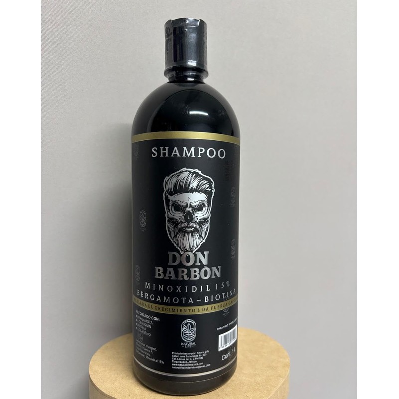 Don Barbon Shampoo con Mino15%, Bergamota y Biotina para Crecimiento