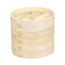 Town Food Service 6" Bamboo Steamer #34206 one set 2steamers 1 lid