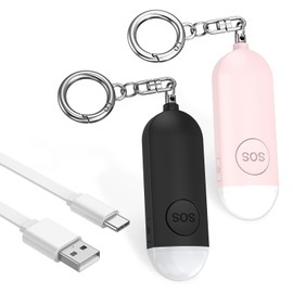 Security Buzzer, Security Alarm, Security Alarm, Security Bell, LED Light, 130 dB Loud Volume, USB Charging, Flashlight, For Women, Elderly, Students, Girls, Children, Walking Dogs, Security Goods,