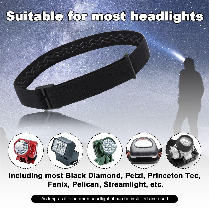 Elastic Headtorch Strap, Head Torch Strap Replacement Headband Headlamp Comfort