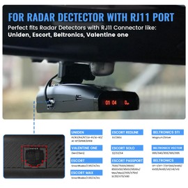 EWAY Radar Detector Hardwire Kit, RJ11 Plug Direct Wire Wiring Kit for Radar Detectors Replacement Power Cord 12V for Escort Valentine One V1 Beltronics Uniden w/RJ-11 Telephone Type Connector (13FT)