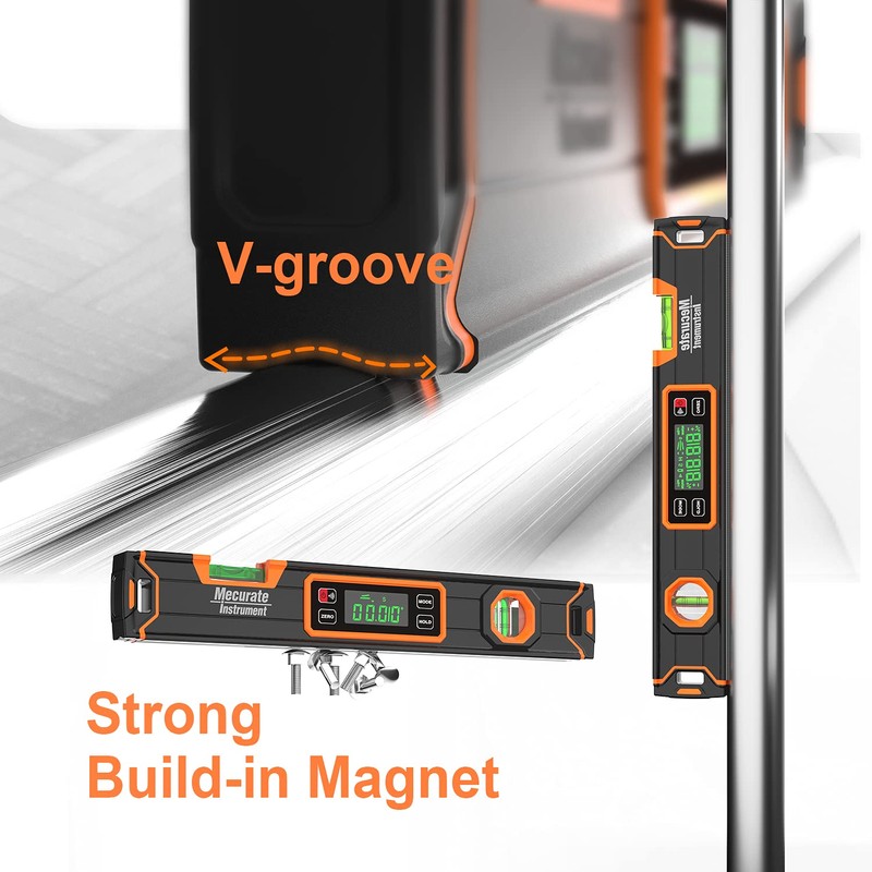 Mecurate Digital Level 15.7'' with LCD Display, 360° Angle Magnetic
