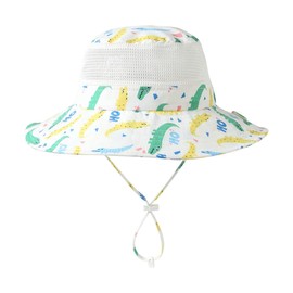 Magracy Kids UPF 50+ Sun Hat Wide Brim Sun Protection for Toddlers Beach Hat Adjustable, Crocodile