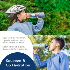 BOZ Champion 22 oz (650ml) Soccer-Themed Squeeze Water Bottle | Refreshing Mist Spray, Sturdy Insulated Design, Leak-Proof, Easy to Clean Sports Hydration Solution for Active Kids and Teens