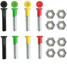 Dimebag Hardware Skateboard Mounting Nuts and Bolts 1" Phillips - Skateboard Truck Hardware - Lots of Colors (Rasta)