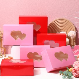 Tenceur 30 Pcs Valentines Day Cookie Boxes 9'' x 6'' x 3'' Bakery Boxes Bulk with Window Heart Shaped Gift Boxes Large Pastry Cookie Containers Cupcake Boxes Valentine Treat Boxes for Party