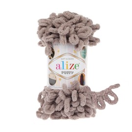 Alize Puffy 100 g Knitting Yarn, 100% Micropolyester, Loop Knitting without Needles, Loop Wool, Super Bulky, Finger Knit, Soft Yarn, Baby Blanket Yarn, (268 Stone Grey)