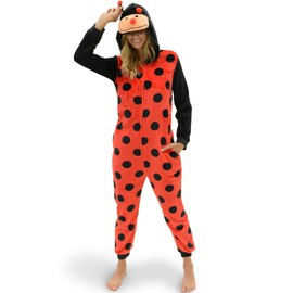Unisex Adult Pajamas Blue Unicorn Animal Onesie Costume (M/L, Ladybug)