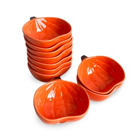 FYUEROPA Ceramic Pumpkin Ramekins Set, Small Bowls for Baking Souffle, Pudding, Serving Snack, Dessert, 6Oz (10PCS)