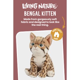 Living Nature Bengal Kitten, Realistic Soft Cuddly Cat Toy, 16.5cm, Brown