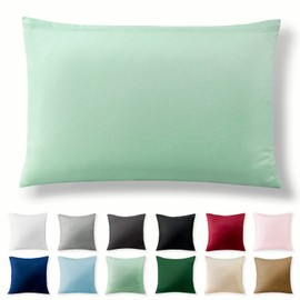 Alreya Renforcé Pillowcase, 100% Cotton, Super Soft Pillowcase with YKK Zip, Pillow Slip Only, 40 x 60 cm, Green