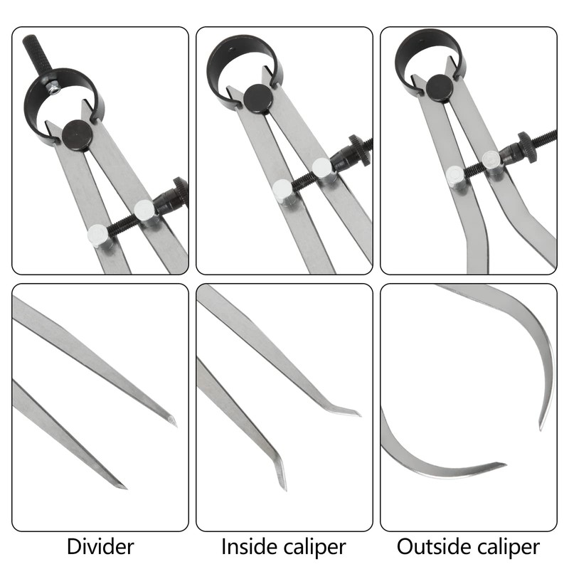 Acrux7 3pcs 8 Inch Long Spring Caliper Set, Carbon Steel