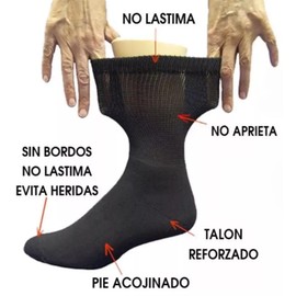 Medias Pie Diabetico Sin Costuras Elasticas Mejora Circulacion Alivia Dolores Calceta de Compresion Cuidado de los Pies (Negro, Estandar)