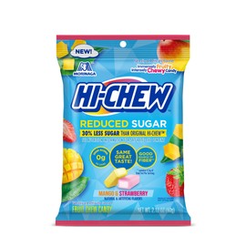 HI-CHEW Original Mix, Pack of 8 Bags, 2.12 oz Each - Strawberry & Mango - Reduced Sugar, Unique Fun Soft & Chewy Taffy Candy - Immensely Juicy Fruit Flavors - Individually Wrapped for Sharing
