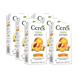 Ceres 100% All Natural Pure Fruit Juice Blend - Delicious Peach Edition - Rich in Vitamin C, No Added Sugar or Preservatives, Cholesterol Free, Gluten Free - 33.8 FL OZ (Pack of 6)