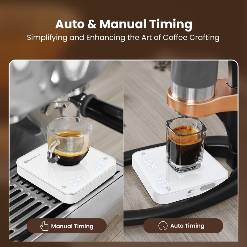 Maestri House Mini Coffee Scale with Timer, USB-C Rechargeable Espresso