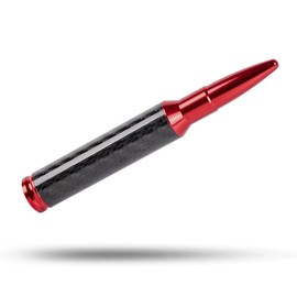 KARTONMOTOR Universal 50 Cal Bullet Antenna,Fits for All Chevy GMC Ford Jeep Dodge Toyota 5.5" AM/FM Radio Universal Carbon Fiber Antenna (Red)