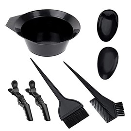 1st Choice Hair Dye Color Brush and Bowl Set, Hair Color Brush Mixing Bowl Kit Tint Comb for Hair Tint Dying Coloring Applicator(2 brushes+mix bowl+earmuffs+ 2 clips)