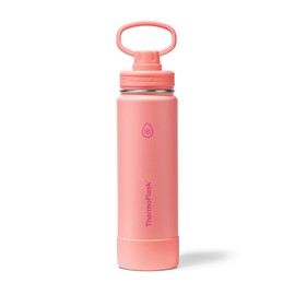 ThermoFlask - Botella de agua de acero inoxidable aislada al aspiradora de doble pared de 24 onzas con tapa de boquilla, coral bañado por el sol