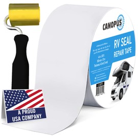 CANOPUS RV Sealant Tape, White, 4 Inch x 50 Feet (Roller Included), Roof Patch Repair Waterproof Leak Tape for RV punctures, Boat Sealing, Camper, Awning, Canopy, Tents, Tarpaulin and Greenhouse