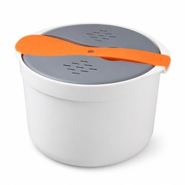Microwave Rice Cooker for Home and Office - Multifunction Food Steamer, Portable Bento Lunch Box and Food Container Orange