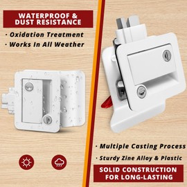 RV Entry Door Lock, Camper Lock, Travel Trailer Door Latch, RV Lock Replacement Kit with Paddle Deadbolt 4 Keys, for Camper Horse Trailer Cargo Hauler Truck, White