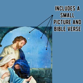 Mary and Joseph Nativity Scene Advent Calendar, Countdown to Christmas Pull Tab Activity, Interactive Holiday Home Decoration, 11 Inches