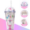 Forreen Cup with Straw and Lid, 450 ml Plastic Cup,